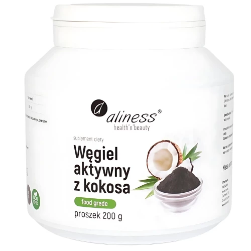Aliness - Węgiel aktywny z kokosa " FOOD GRADE" - 200 g Aliness - Węgiel aktywny z kokosa " FOOD GRADE" - 200 g